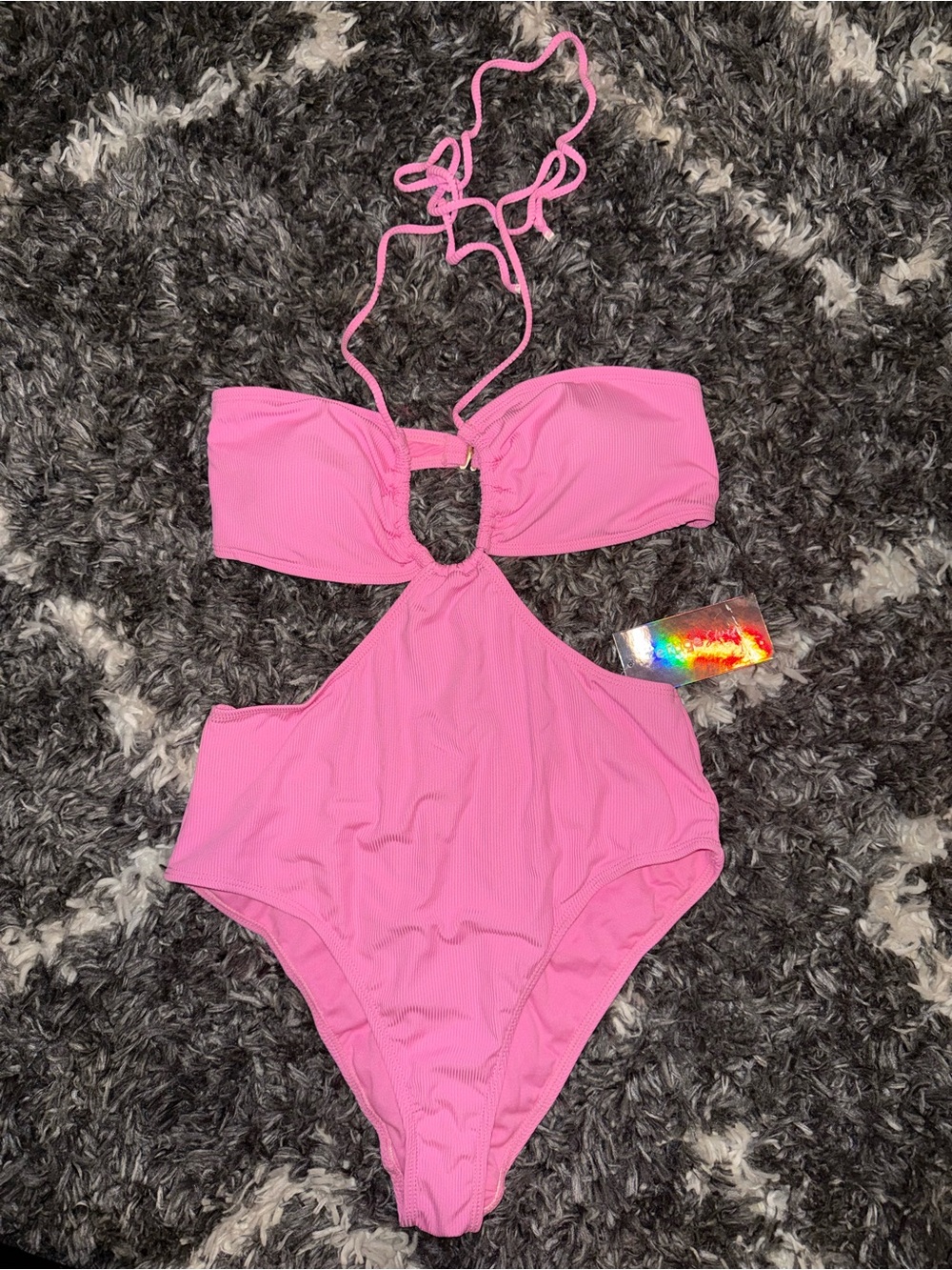 Pink One-Piece Cutout Swim Suit - Medium NWT